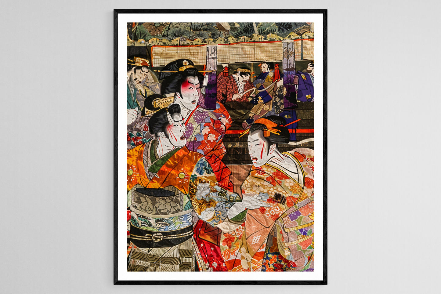 Affiche Kabuki – Peinture japonaise complexe pour un décor vibrant
