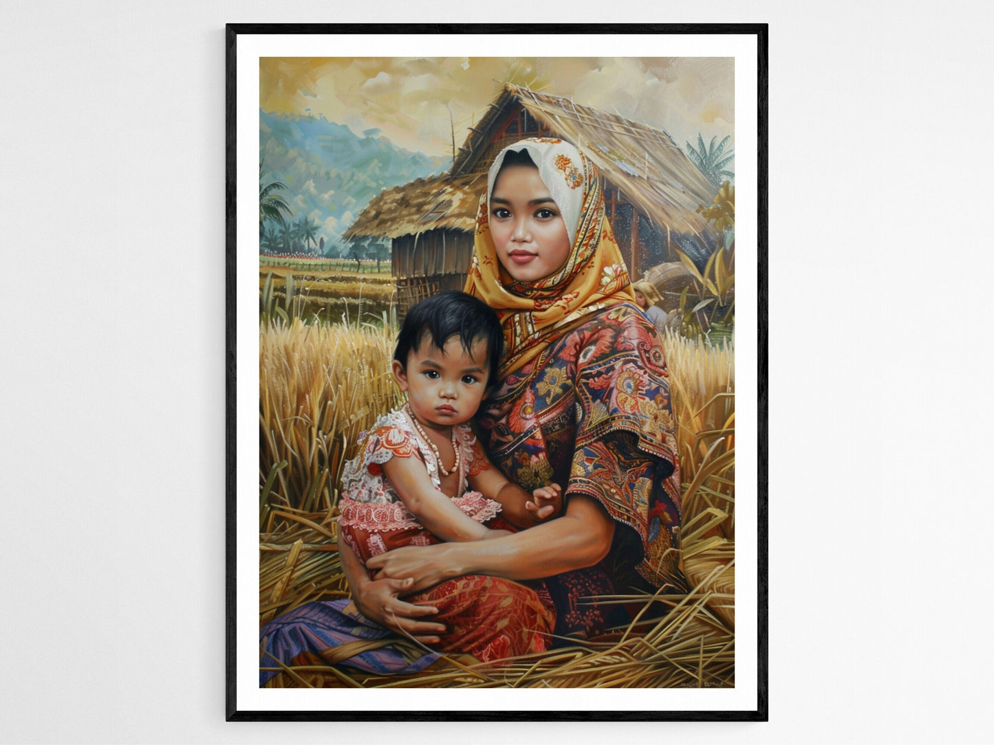 Affiche Mère et Enfant – Art Print en Kebaya, Décor Culturel