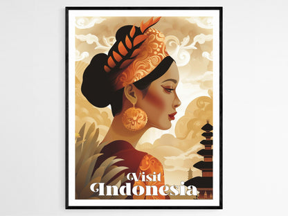Affiche Vintage Indonésie – Poster de Voyage Rétro en Art Mural