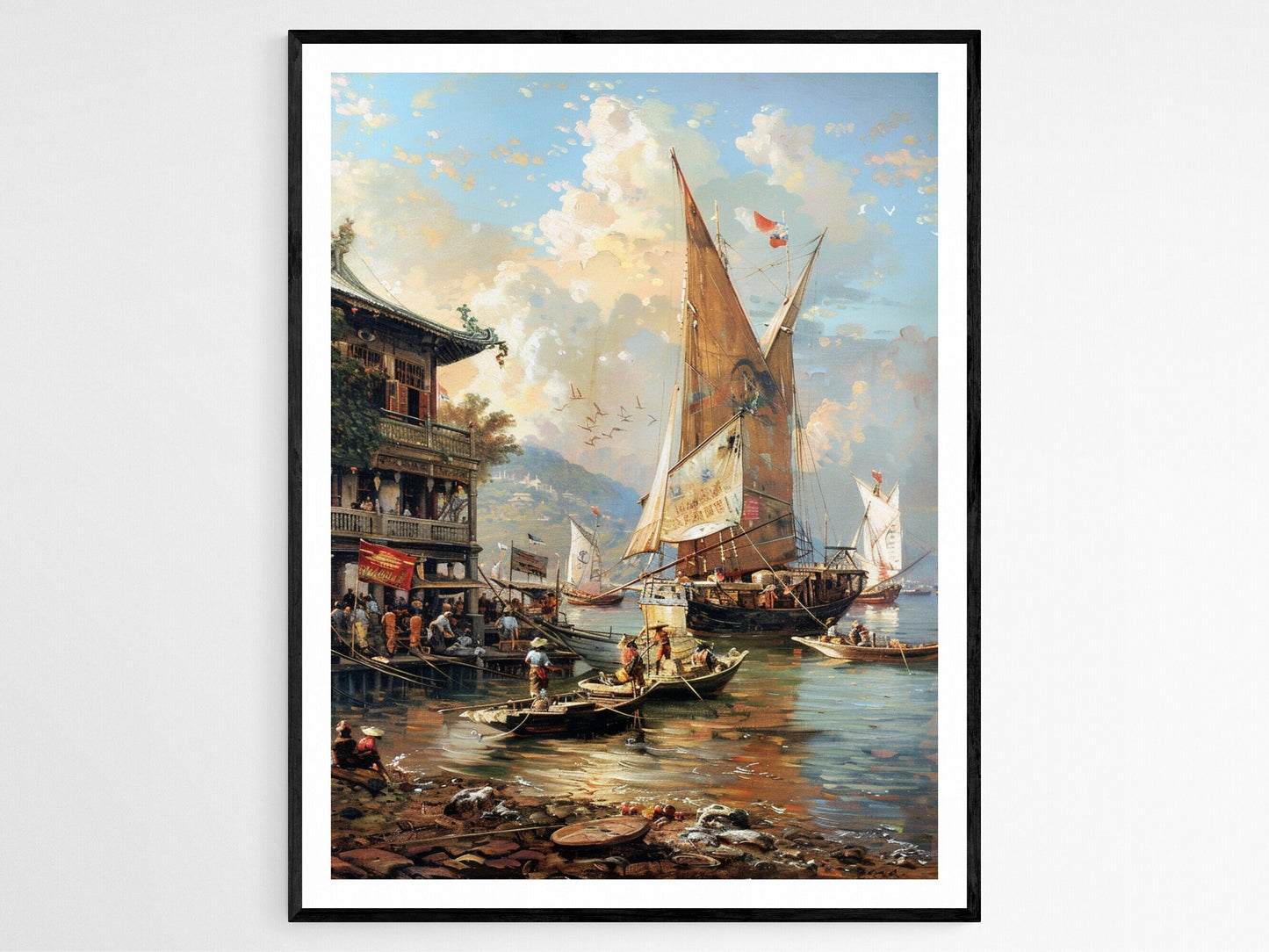 Affiche Phinisi – Œuvre d'art du port de Makassar, déco nautique
