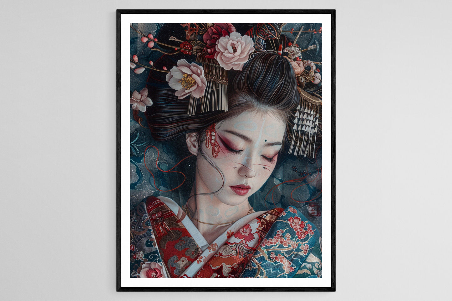 Affiche Geisha Japonaise – Poster Art Aquarelle Élégante Artisanale