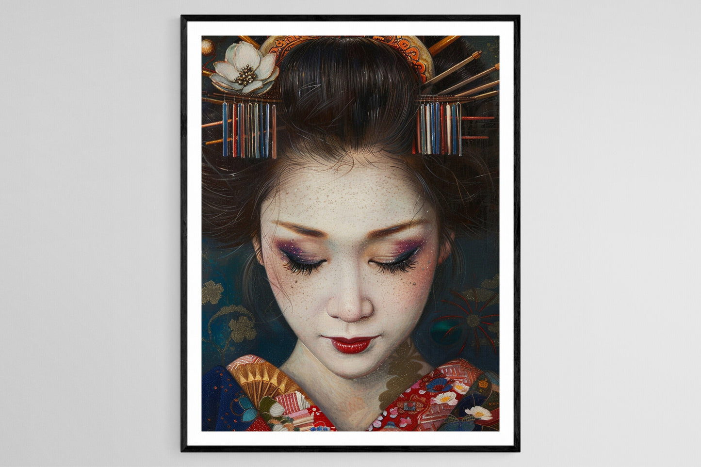 Affiche Geisha Japonaise – Poster Aquarelle Élégante pour Déco Intérieure