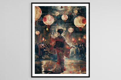 Affiche Geisha Japonaise – Poster Art Aquarelle, Décor Mural Fait Main