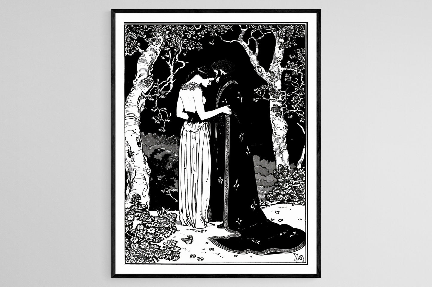 Affiche inspirée par Aubrey Beardsley – Illustration victorienne au stylo et encre