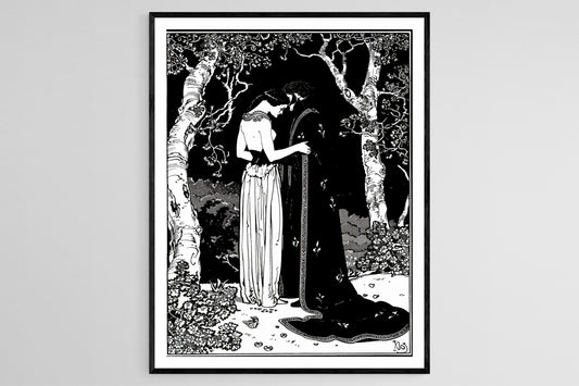 Affiche inspirée par Aubrey Beardsley – Illustration victorienne au stylo et encre