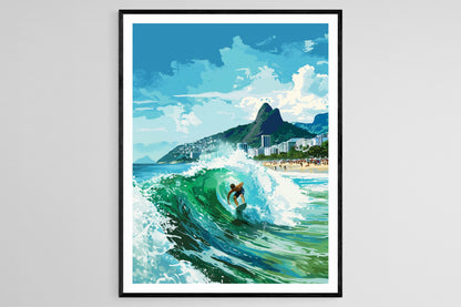 Affiche Ipanema – Illustration Surf Brésilienne pour Décoration Murale