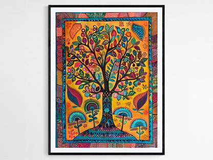 Affiche Madhubani Authentique – Poster Impression d'Art Populaire Indien