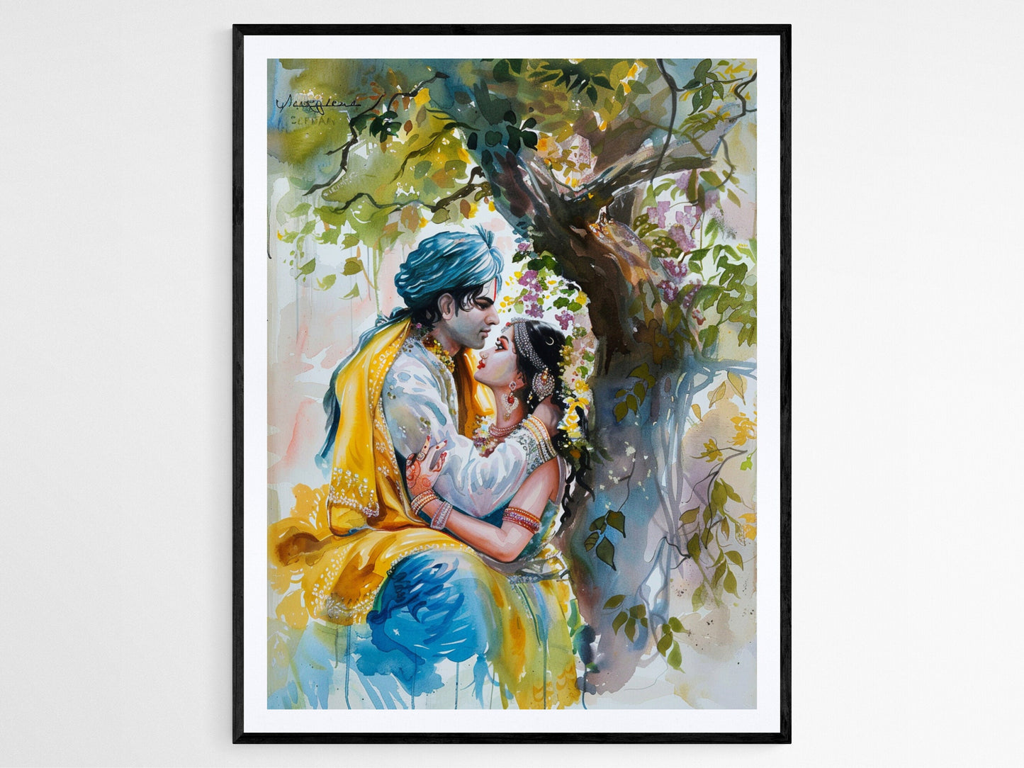 Affiche Radha Krishna – Portrait Éthéré du Couple Divin