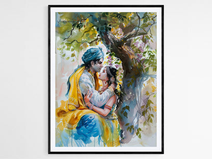 Affiche Radha Krishna – Portrait Éthéré du Couple Divin