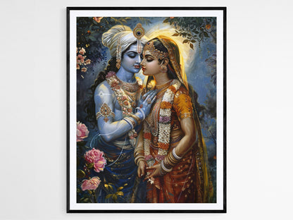 Affiche Radha Krishna Éthérée – Poster Illustration d'Amour Indien