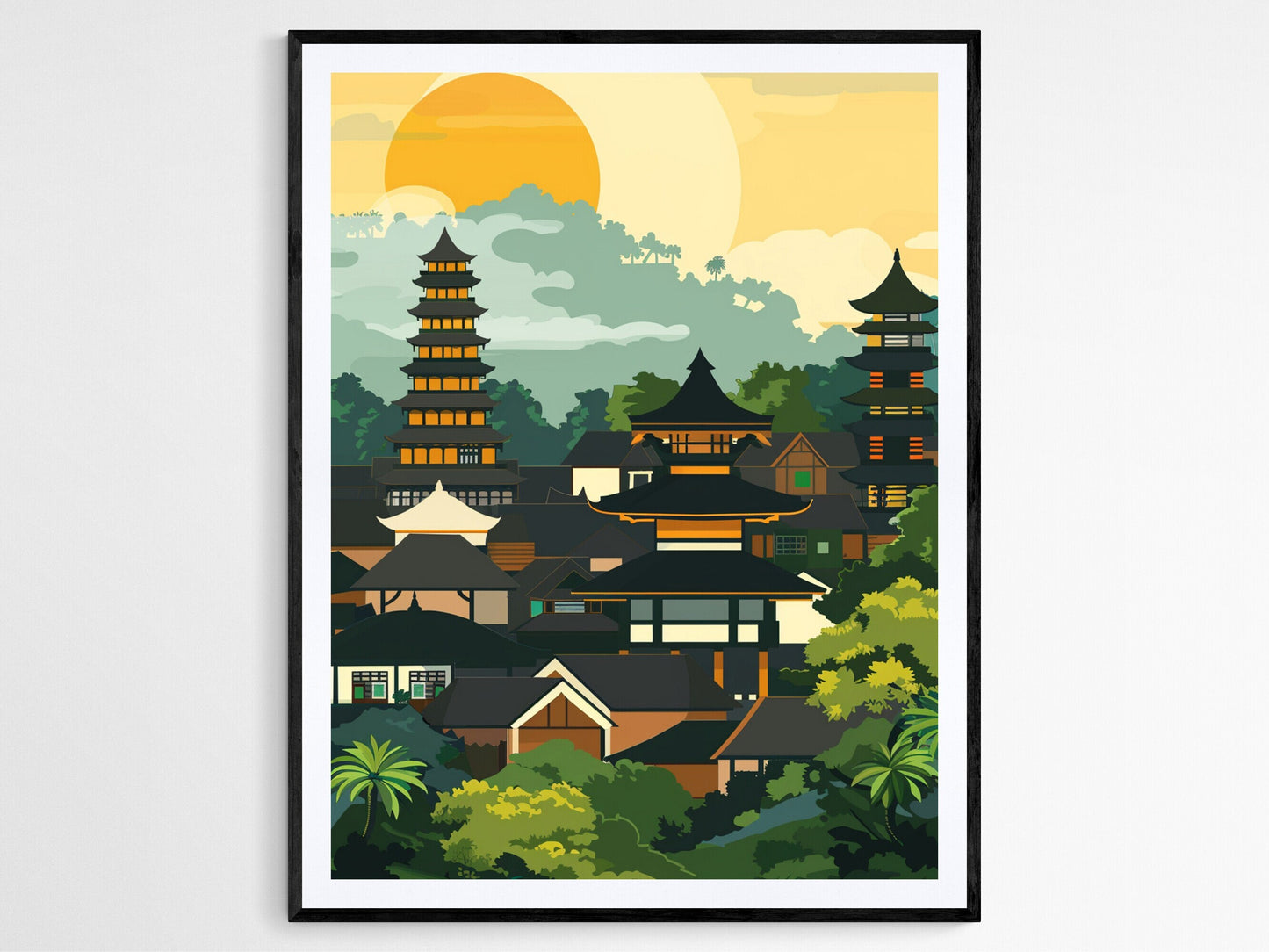 Affiche Bandung – Illustration de scène de rue en Indonésie