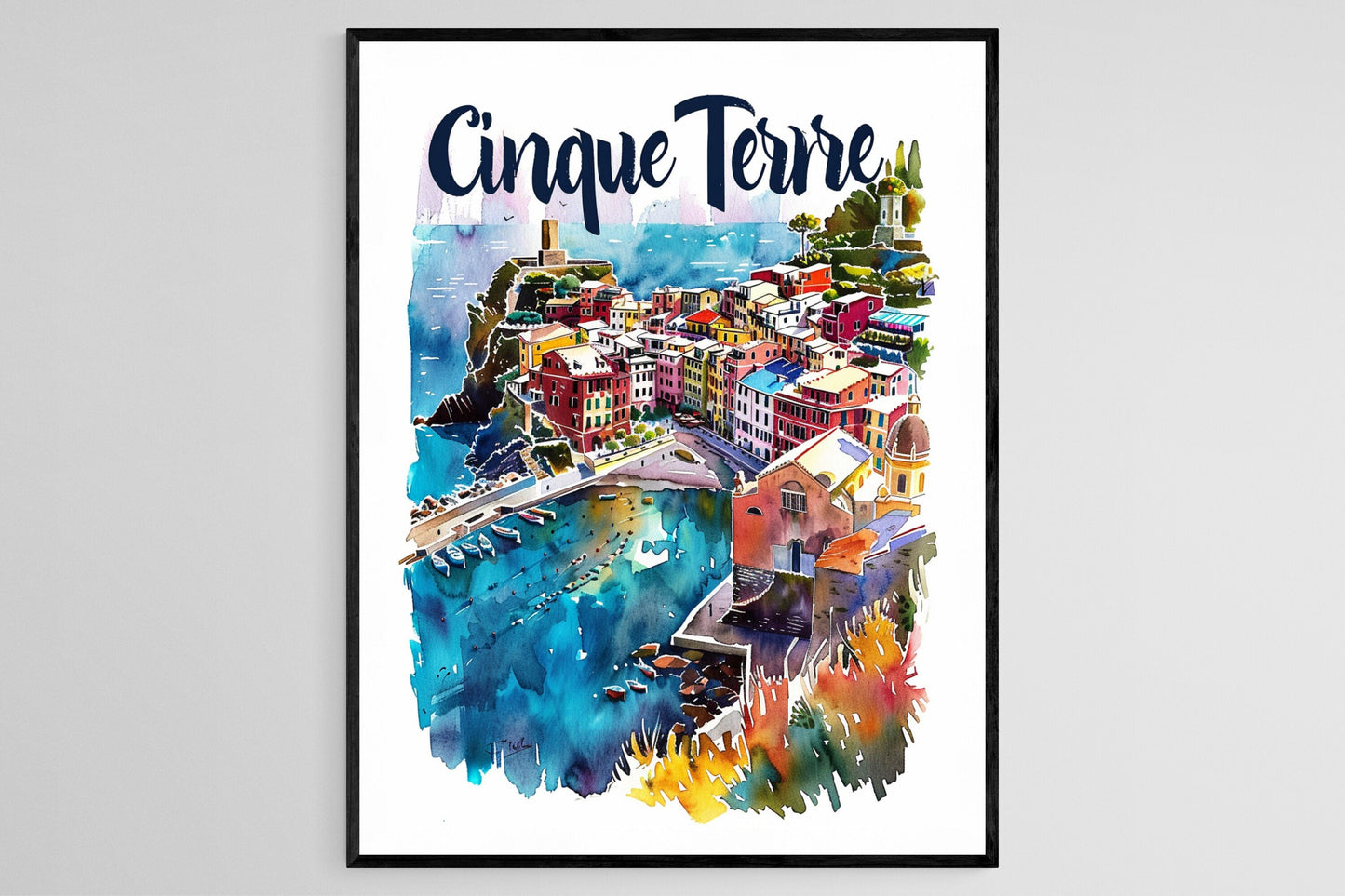 Affiche Cinque Terre – Poster Paysage côtier d’Italie élégant