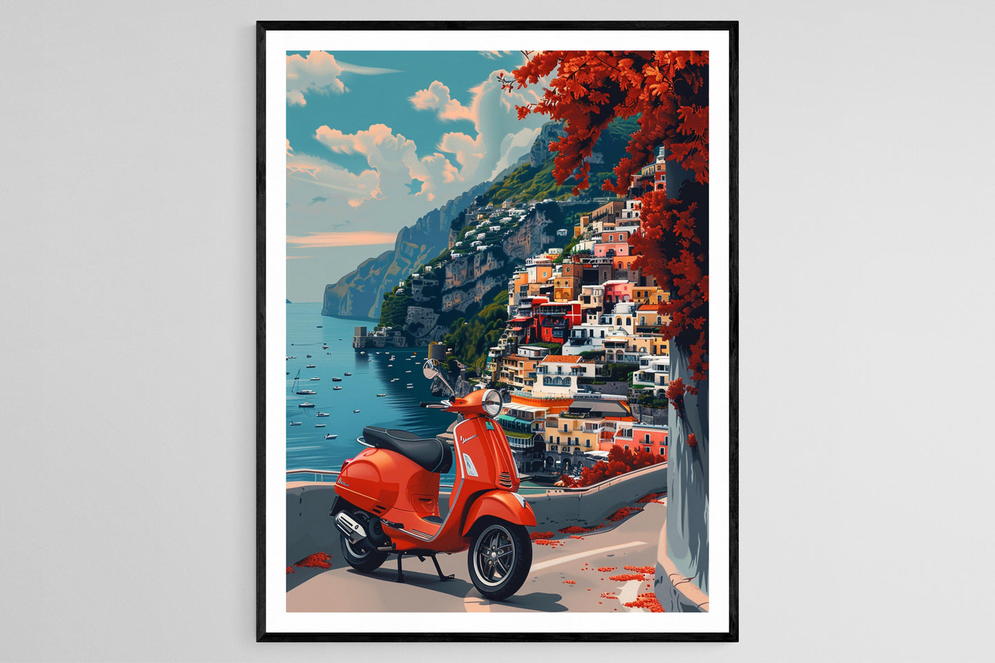 Affiche Positano – Impression giclée d'art côtier méditerranéen