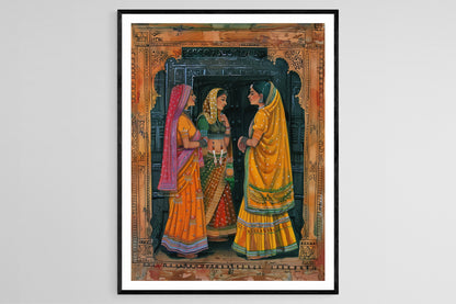 Affiche Ethnique Rajasthani – Poster Art sur Toile Peinte à la Main