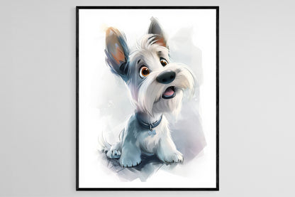 Affiche Scottish Terrier – Illustration Fantaisiste de Chien