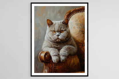 Affiche Chat British Shorthair – Impression Giclée Élégante et Chic