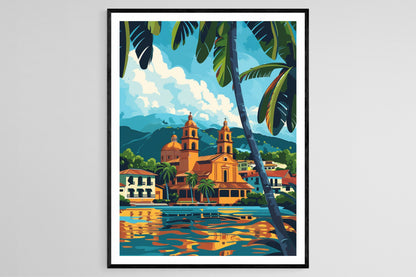 Affiche Paysage Colombien – Poster Art Mural Fait Main Exquis