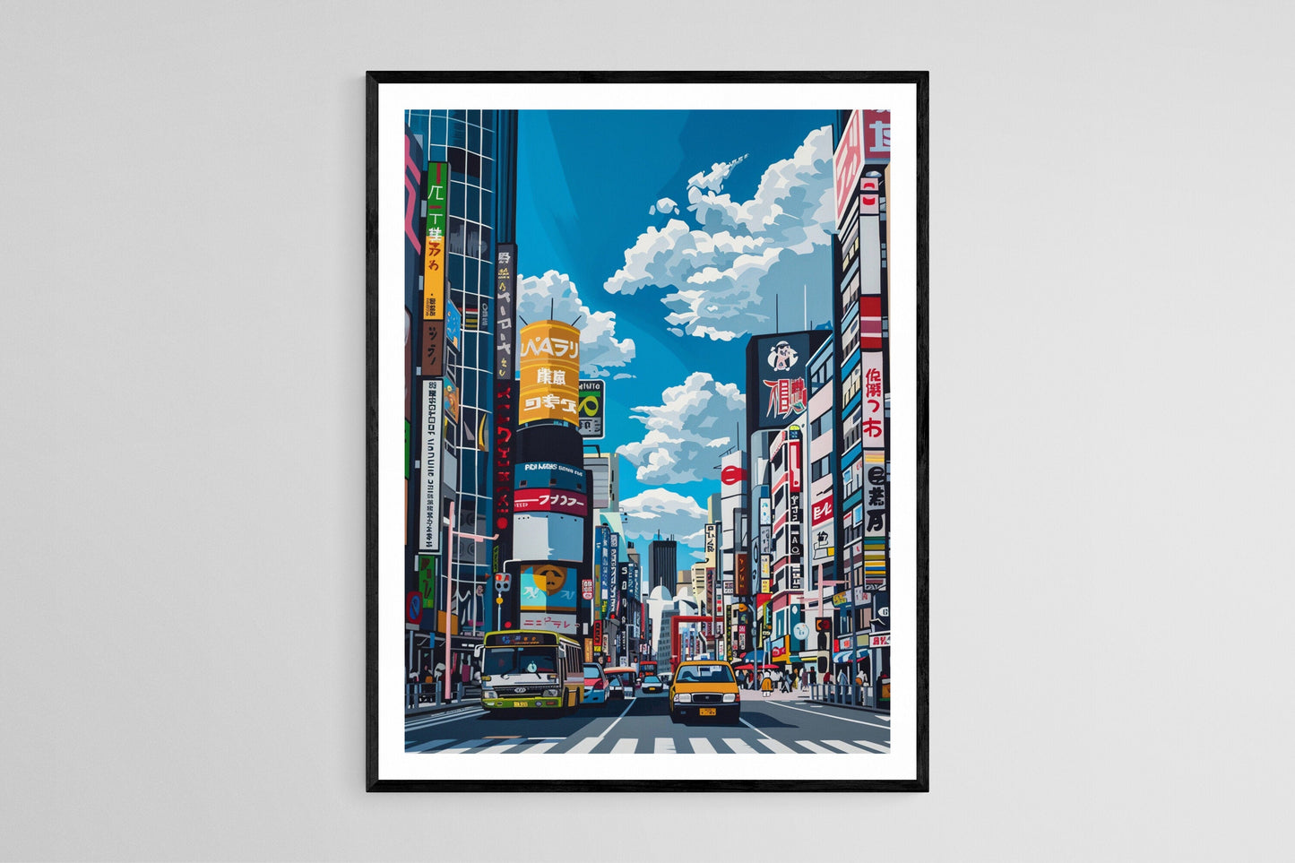 Affiche Shibuya – Illustration Colorée de Scène Urbaine Japonaise