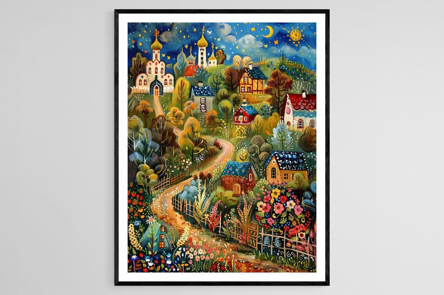 Affiche Village Slave Enchanteur – Poster Art Populaire Traditionnelle