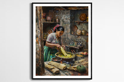 Affiche Tamales Authentiques – Illustration Colorée de Cuisine Mexicaine
