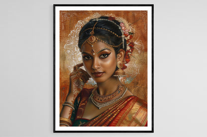 Affiche Danse Bharatanatyam – Portrait Giclée d'Art Traditionnel Indien