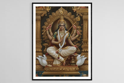 Affiche de peinture Tanjore – Poster de la déesse Saraswati en Giclée
