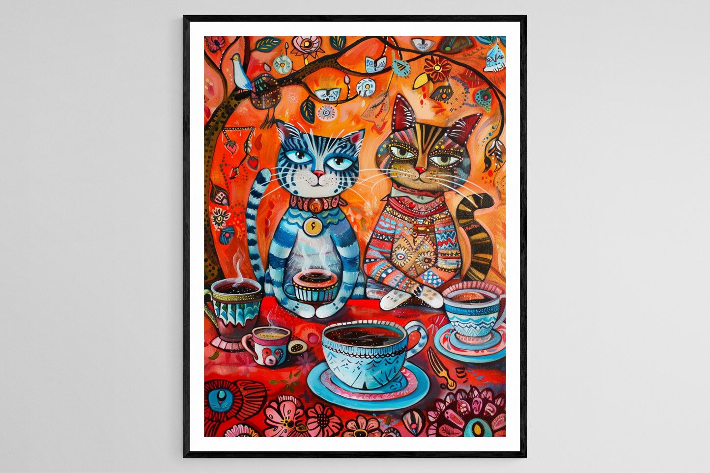 Affiche Chats Étranges – Peinture Charmante Inspirée de Louis Wain