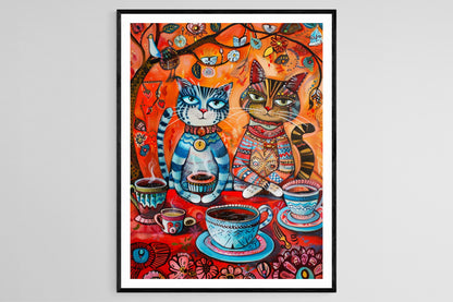 Affiche Chats Étranges – Peinture Charmante Inspirée de Louis Wain