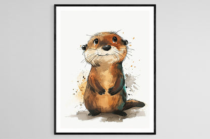 Affiche Loutre Mignonne – Illustration Enfantine pour Décor de Chambre