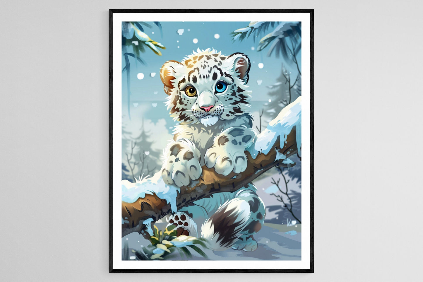 Affiche Léopard des Neiges – Illustration Animalière Adorable