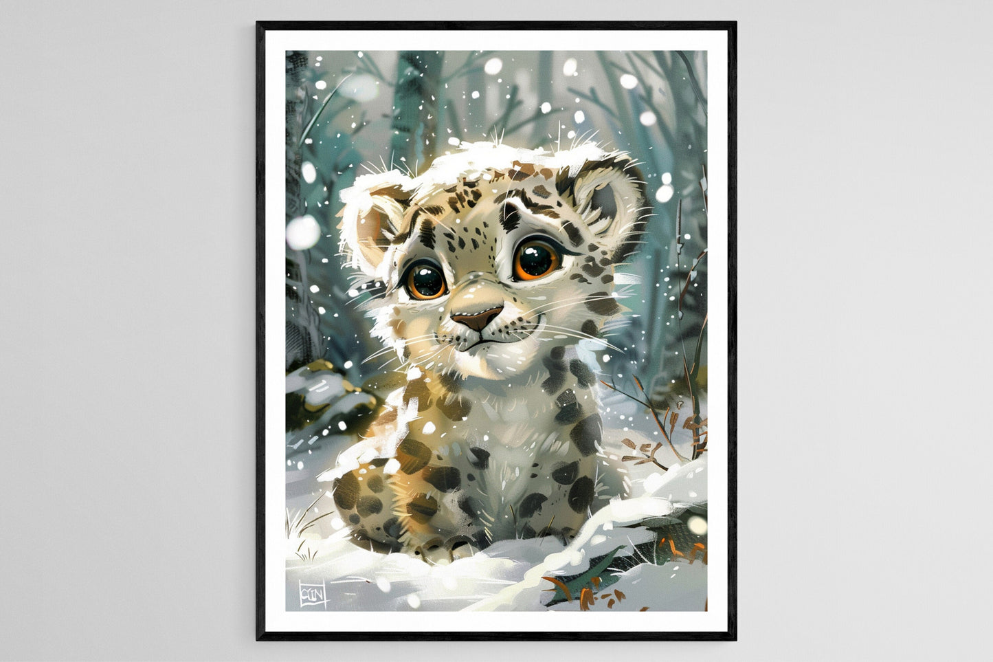 Affiche Léopard des Neiges – Illustration Éducative pour Enfant