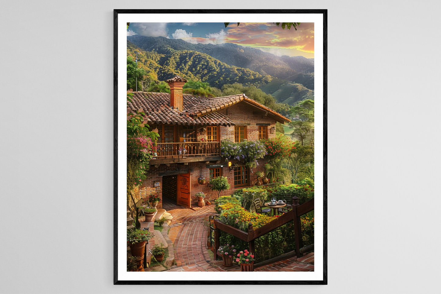Affiche Villa Colombienne – Impression Giclée Jardin Serein