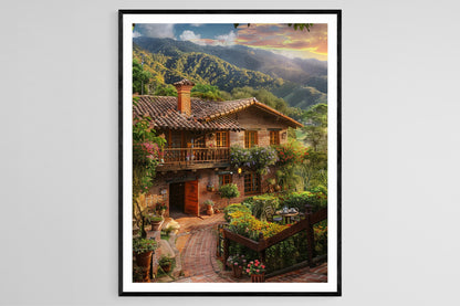 Affiche Villa Colombienne – Impression Giclée Jardin Serein