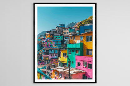 Affiche Giclée Favela Brésilienne – Art Mural Coloré de Ville