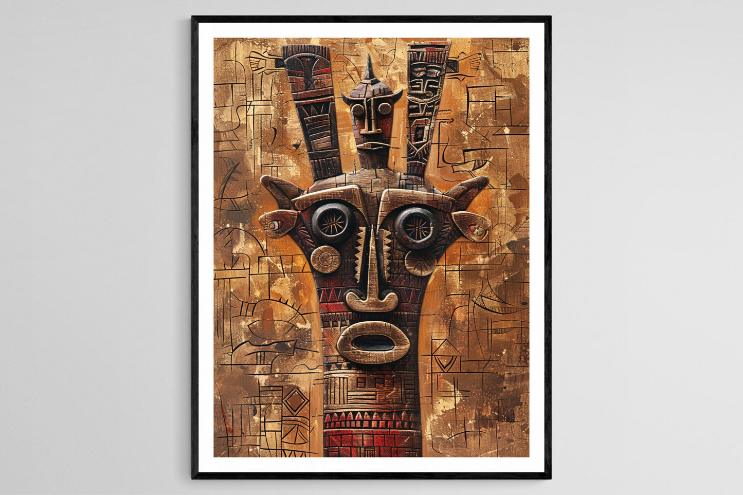 Affiche Art Dogon Africaine – Poster Décor Tribal Fait Main