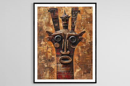 Affiche Art Dogon Africaine – Poster Décor Tribal Fait Main