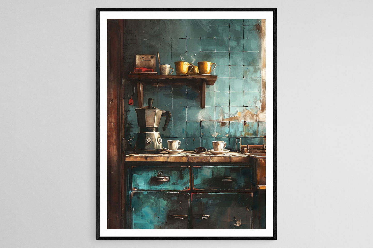 Affiche Charme de Cuisine : Art Inspiré par le Traditions du Cafecito