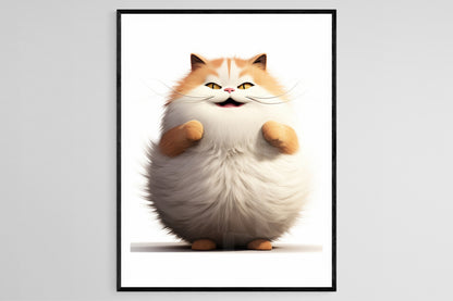 Affiche Chat Rondouillard – Poster Art pour Amateurs de Chats et Décor Maison