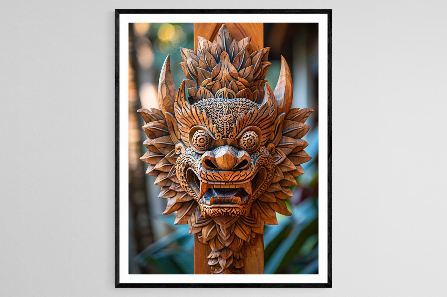 Affiche en Bois Balinais – Poster Art Décoratif Indonésien Traditionnel