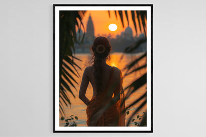 Affiche Femme Indienne en Saree – Imprimé Art de Patrimoine Riche