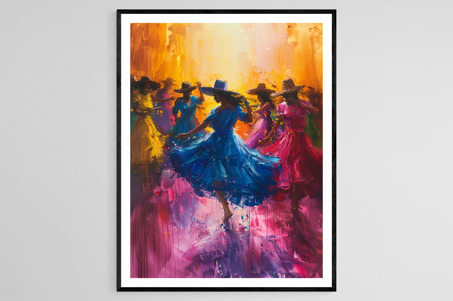 Affiche Danse Bomba et Plena – Peinture Tradition Puerto-Ricaine
