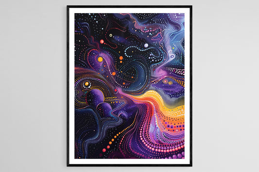 Affiche Nuit Étoilée à Pois Cosmiques – Poster Art Abstrait Coloré