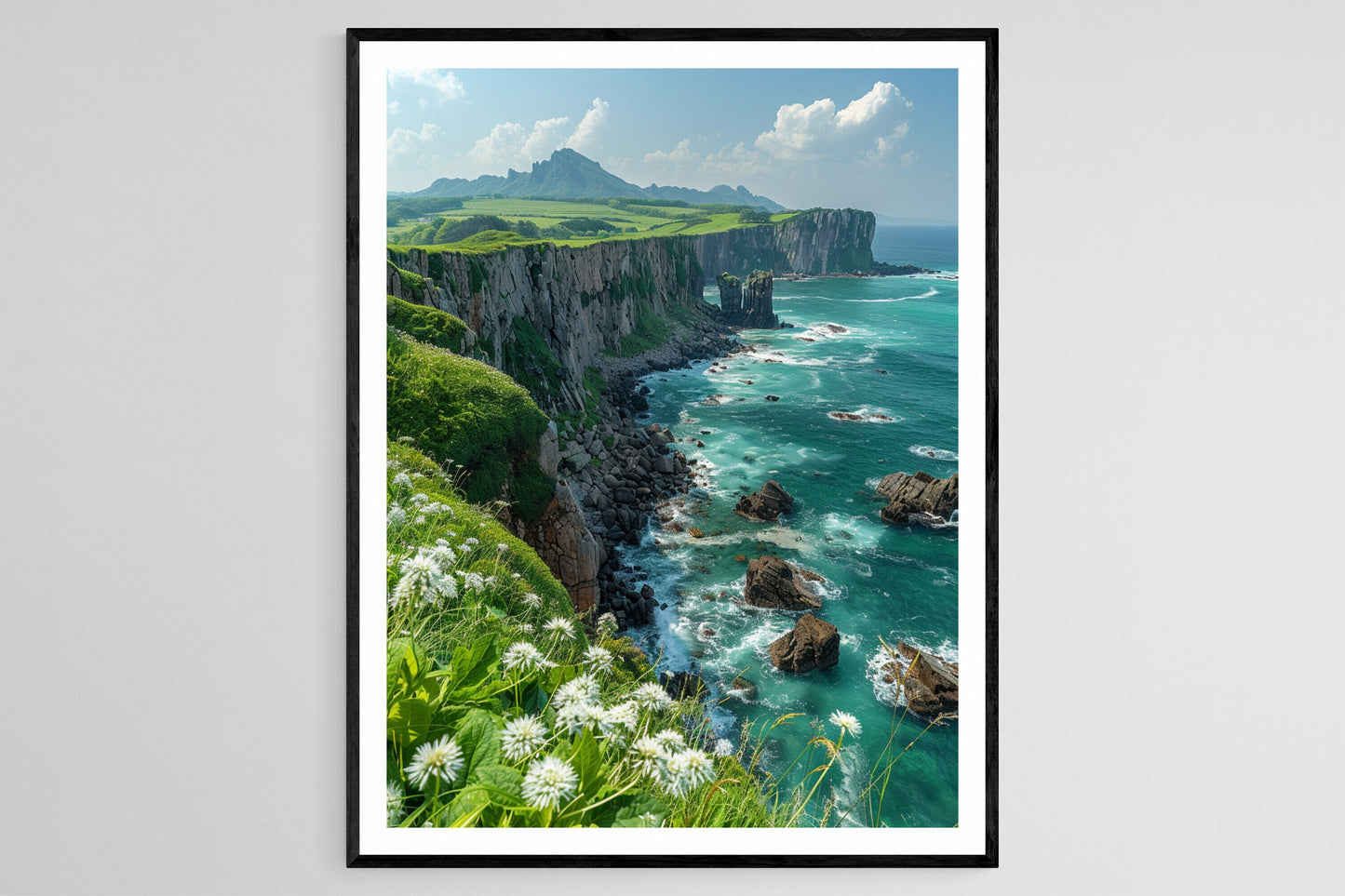 Affiche Paysage de Jeju – Poster de Rochers Volcaniques et Eaux Turquoise