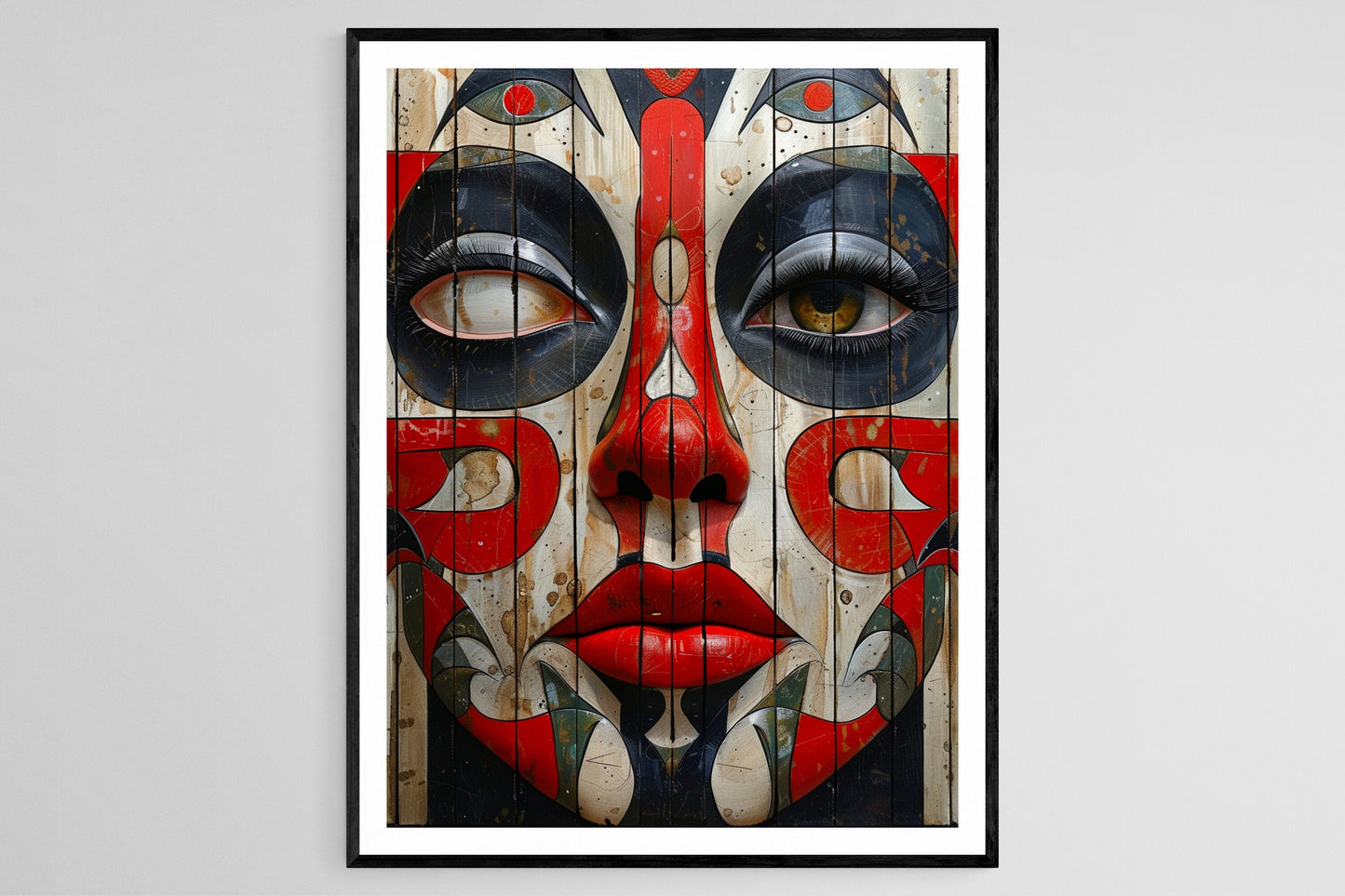 Affiche Art Maori Abstrait – Poster Symboles Traditionnels et Couleurs Vives