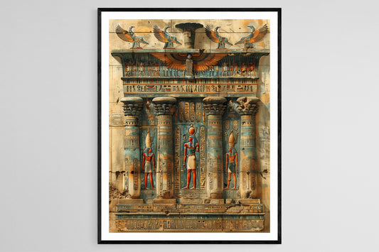 Affiche Pharaonique – Poster Peinture de la Cour Royale, Hiéroglyphes Détails