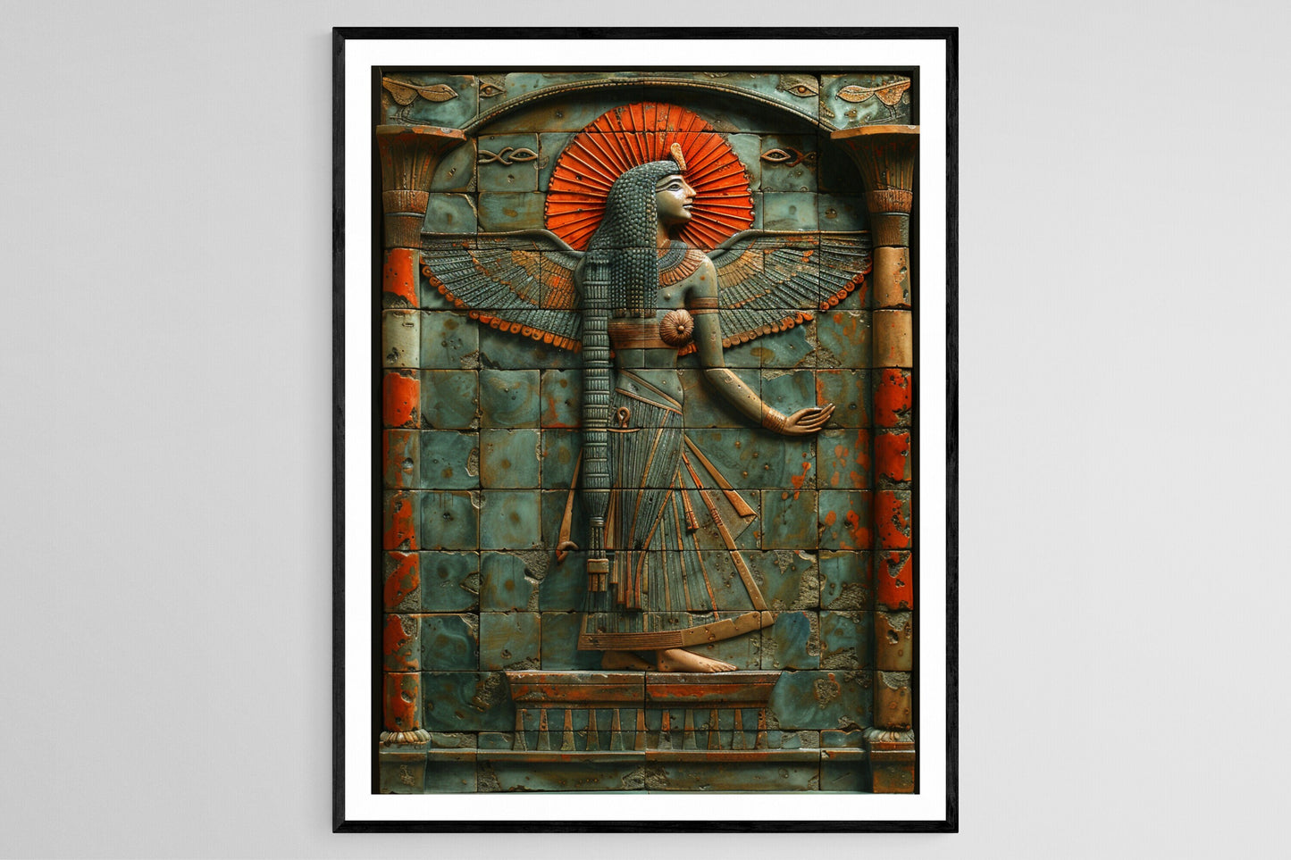 Affiche Cléopâtre – Poster Rituel sous le Disque Solaire, Art Égyptien