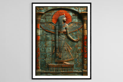 Affiche Cléopâtre – Poster Rituel sous le Disque Solaire, Art Égyptien