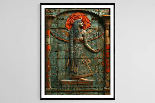 Affiche Cléopâtre – Poster Rituel sous le Disque Solaire, Art Égyptien