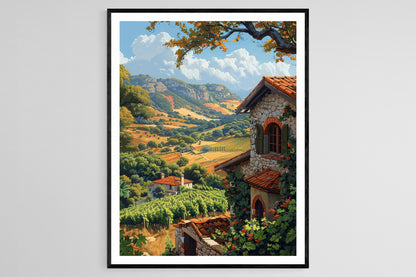 Affiche Vallée de Barossa - Imprimez des Bâtiments Historiques et Collines