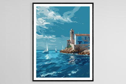 Affiche Saint-Tropez – Art mural côtier de la Côte d'Azur